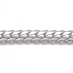201 Stainless Steel Cuban Link Chains, Unwelded, Stainless Steel Color, 8.5x6x2mm(CHS-G017-16P)