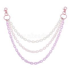 Macaron Color 3-Color Acrylic Cable Chain 3 Layer Chain Belts for Pants, with Alloy Clasps, Mixed Color, 530mm(HJEW-TAC0118)