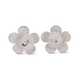 Non-Tarnish Flower 304 Stainless Steel Stud Earrings for Women, Stainless Steel Color, 17x18mm(EJEW-L272-031P-01)