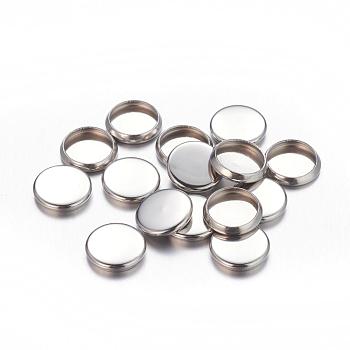Flat Round 304 Stainless Steel Plain Edge Bezel Cups, Cabochon Settings, Stainless Steel Color, 10x1.5mm