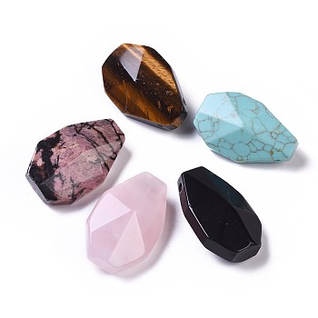Natural & Synthetic Mixed Stone Pendants, Faceted, Teardrop, 36~37.5x23~24x14~15.5mm, Hole: 1.8mm