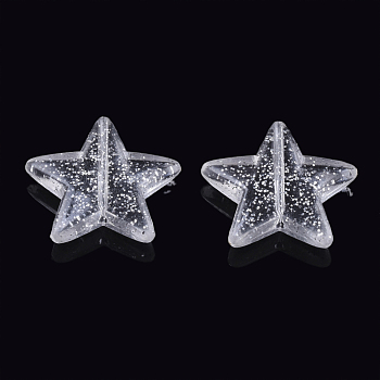 Transparent Acrylic Beads, Glitter Beads, Star, Clear, 21x22x5mm, Hole: 1.2mm, about 469pcs/500g