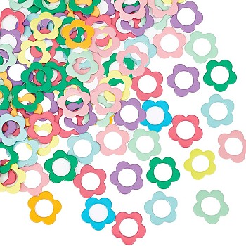 Alloy Knitting Stitch Marker Rings, Flower, Mixed Color, 1.65x1.7x0.1cm, Inner Diameter: 9.5mm, 60pcs/box