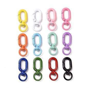 Spray Painted Alloy Swivel Clasps, Oval Ring, Mixed Color, 39x15.5x7mm, Hole: 10.5mm, inner diameter: 16.5x8mm