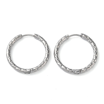 304 Stainless Steel Huggie Hoop Earrings, Stainless Steel Color, 24x24.5x2.5mm