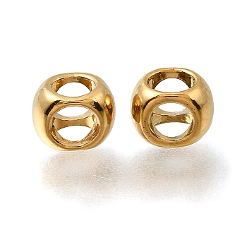 304 Stainless Steel Spacer Beads, Hollow Cube, Ion Plating(IP), Real 18K Gold Plated, 5x7x5mm, Hole: 3mm