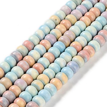 Natural Rainbow Alashan Agate Beads Strands, Dyed, Rondelle, Mixed Color, 8.5x6mm, Hole: 0.7mm, about 67pcs/strand, 15.94 inch(40.5cm)