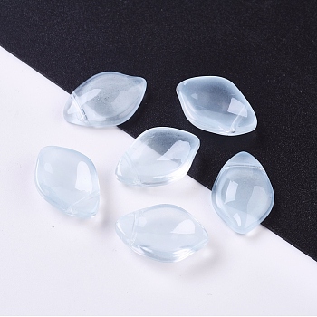 Imitation Jade Glass Pendants, Petal, Light Blue, 19x13x4.5mm, Hole: 1mm