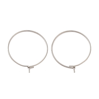 304 Stainless Steel Hoop Earrings Findings, Wine Glass Charms Findings, Stainless Steel Color, 25x0.6mm, 22 Gauge