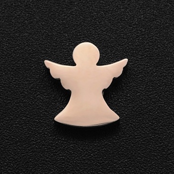 304 Stainless Steel Beads, Laser Cut, Angel, Rose Gold, 10x9x3mm, Hole: 1.8mm