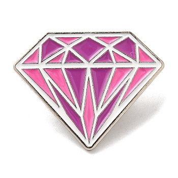 Pink Series Enamel Pins, Platinum Tone Alloy Brooches for Clothes Backpack Women, Diamond, 24x30x1.5mm