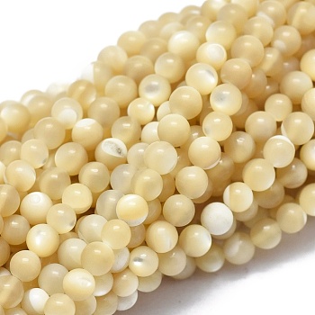Shell Beads Strands, Round, 2mm, Hole: 0.5mm, about 195pcs/strand, 15.35 inch(39cm)
