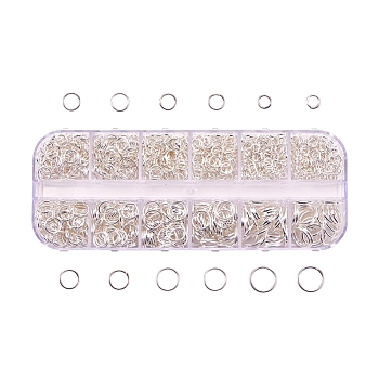 1 Box Iron Jump Rings, Open Jump Rings, Silver Color Plated, 18~21 Gauge, 4~10x0.7~1mm, Inner Diameter: about 2.6mm/3.6mm/4.6mm/5.6mm/6.6mm/8.6mm, about 58g/box