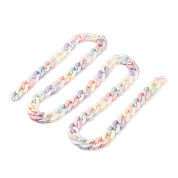 Spray Painted Acrylic Curb Chains, for Purse Strap Handbag Link Chains Making, Colorful, 24x17x5mm, about 3.28 feet(1m)/strand