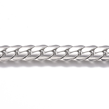 201 Stainless Steel Cuban Link Chains, Unwelded, Stainless Steel Color, 8.5x6x2mm
