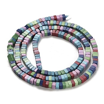 Natural Agate Beads Strands, Dyed, Square, Mixed Color, 2.5x2.5x1.5mm, Hole: 1mm, about 236pcs/strand, 15.08''(38.3cm)