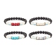 Bracelet extensible pierre de lave naturelle & opalite & pierres précieuses(BJEW-JB07712)-1