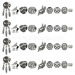 36Pcs 9 Styles Alloy European Beads, Large Hole Beads, Mixed Shapes, Antique Silver, 8~27.5x8~12x4~11.5mm, Hole: 4.5~5.5mm, 4pcs/style(MPDL-ME0001-09)