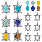DIY Turtle Gemstone Pendant Making Kits, Including Alloy Pendant Cabochons Settings, Oval Gemstone Cabochons, 12pcs/box(DIY-SC0019-06)