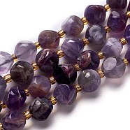 Natural Amethyst Beads Strand, with Seed Beads, Six Sided Celestial Dice, 5.5~6x5.5~6x5.5~6mm, Hole: 0.5mm, about 25pcs/strand, 8.27''(21cm)(G-M367-29A)