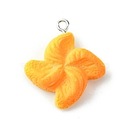 Opaque Resin Imitation Food Pendants, Bread Charms, with Platinum Tone Iron Loops, Windmill, 27x26x8mm, Hole: 1.8mm(RESI-R436-04E)