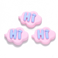Resin Cabochons, Cloud with Word Hi, Pink, 20~21x27x6~7mm(CRES-N022-44)