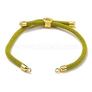 Nylon Cords Bracelet Makings Fit for Connector Charms, with Golden Brass Tree Slider Beads, Long-Lasting Plated, Olive Drab, 8-5/8 inch(22cm), Hole: 1.9mm(AJEW-P116-01G-08)