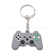 PVC Game Controller Keychain, with Platinum Iron Ring Findings, Gray, 8.05cm(KEYC-A030-01D)