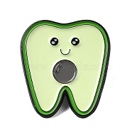 Dental Theme Enamel Pin, Black Zinc Alloy Brooch for Backpack Clothes, Tooth Avocado Elf, Green, 29x26x1.5mm(JEWB-D019-02C-EB)