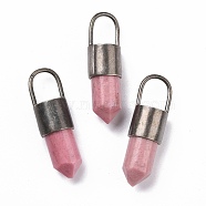 Gemstone Pendant, with Eco-Friendly Brass, Lead Free & Cadmium Free, 42x12mm, Hole: 11.5x9mm(G-K324-04AB-04)