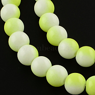 Two-Color Baking Painted Glass Bead Strands, Round, Green Yellow, 6mm, Hole: 1.3~1.6mm, about 138pcs/strand, 32.5 inch(DGLA-R050-6mm-22)