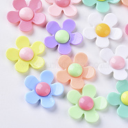 Opaque Acrylic Beads, Flower, Mixed Color, 22x22~23x7~8mm, Hole: 1.4mm(SACR-N007-D-02)