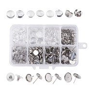 DIY Earring Making, with Transparent Glass Cabochons, Stainless Steel Plastic Earring Ear Nuts and Ear Stud Components, Stainless Steel Color, 11x7x3cm(DIY-JP0005-08)