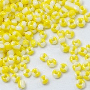 12/0 Glass Seed Beads, Opaque Colours Seep, Yellow, 2mm, hole: 0.8mm(SEED-S005-9)