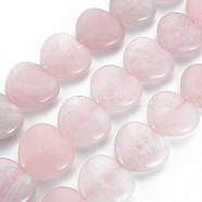 Natural Rose Quartz Beads Strands, Heart, 24~25x25x9.5mm, Hole: 1.6mm, about 15~16pcs/strand, 13.98~14.76 inch(35.5~37.5cm)(G-S359-342)