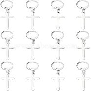 Unicraftale DIY 304 Stainless Steel Earring Making, with Cross Pendants & Leverback Earring Findings & Jump Ring, Stainless Steel Color, 14.5x12x2mm, Hole: 1mm, pin: 0.5x0.7mm, 30pcs/box(DIY-UN0001-38P)