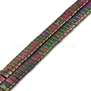 Electroplated Non-magnetic Synthetic Hematite Beads Strands, Rectangle, 2-Hole, Rainbow Plated, 5x2x2mm, Hole: 0.8mm, about 193pcs/strand, 8.27 inch(21cm)(G-G089-A02-01)