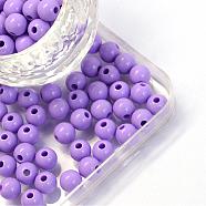 Opaque Acrylic Beads, Round, Medium Orchid, 6x5.5mm, Hole: 2mm, about 5100pcs/500g(MACR-S802-6mm-QZ50)