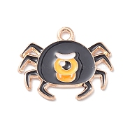 Halloween Alloy Enamel Pendants, Golden, Spider, 17x21.5x1mm, Hole: 1.5mm(ENAM-P248-01G-E)