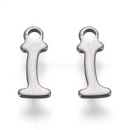 304 Stainless Steel Charms, Laser Cut, Letter, Stainless Steel Color, Letter.I,  11x4.5x0.7mm, Hole: 1.5mm(X-STAS-L232-117I-P)
