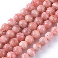 Natural Argentina Rhodochrosite Beads Strands, Round, 8mm, Hole: 1mm, about 50pcs/strand, 15.7 inch(40cm)(G-I193-13E)