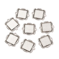 Tibetan Style Alloy Square Cabochon Connector Bezel Settings, Cadmium Free & Lead Free, Antique Silver, Tray: 15x15mm, 26x23x2mm, Hole: 3mm(X-PALLOY-J494-10AS)