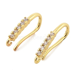 Brass with Cubic Zirconia Earring Hooks, Ear Wire, Real 18K Gold Plated, 18 Gauge, 18.5x2x8mm, Hole: 1.2mm, Pin: 1mm(KK-Q782-02G)