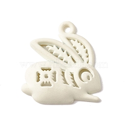 Spray Painted Alloy Pendents, Rabbit, White, 19.5x18x4mm, Hole: 1.5mm(PALLOY-F282-04A-02)