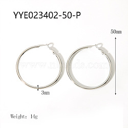 Stylish Stainless Steel Big Hoop Earrings, Silver, 50x3mm(NA7733-8)