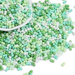 Glass Seed Beads, Round Hole, Peanut, Lime Green, 3.5x6x3.5mm, Hole: 0.8mm, about 4500pcs/pound(SEED-K010-03H)