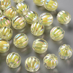 Transparent Acrylic Beads, Bead in Bead, AB Color, Pumpkin, Yellow, 11x11.5mm, Hole: 2mm, about 550pcs/500g(TACR-S152-07B-SS2105)