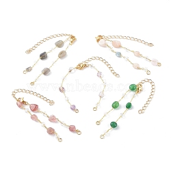 Nuggets Natural Mixed Gemstone Beaded Bracelet Makings, with Brass Cable Chains and 304 Stainless Steel Lobster Claw Clasps, Golden, 6-1/8 inch(15.5cm)(AJEW-JB00953)