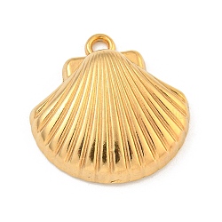 Ion Plating(IP) 304 Stainless Steel Pendants, Shell Shape Charms, Real 18K Gold Plated, 21x20.5x5mm, Hole: 2mm(STAS-I307-504G)