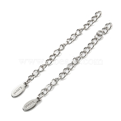 304 & 201 Stainless Steel Curb Chain Extender, End Chains, with Oval Chain Tabs, Stainless Steel Color, 61mm(STAS-B045-02P)